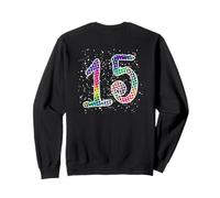 #15, Colorful Fifteen Starry Player 15th Birthday Sweatshirt