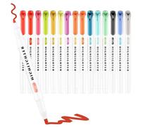 15 Colors Dual Tip Highlighters Pens, Pastel Highlighters Broad & Fine Tip Double Ended Markers No Bleed Quick Dry Soft Mild Color for Journaling Drawing Underlining Colouring Student Office (Dreamy)