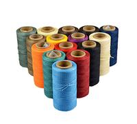 15 Colors Waxed Thread,Leather Sewing Thread,Hand Stitching Thread for Bookbinding,260m 1 mm Leather Sewing Waxed Thread Spool for Shoes Luggage Cord for Leather Craft DIY (Khaki)