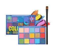15 Colourful Eyeshadow Palette, Rainbow Colour Makeup Pallet with Brush, Matte & Glitter Shades, Highly Pigmented Long-Lasting Eye Shadow, Bright Powder Eye Pallets Makeup, Neon Eyeshadow Make Up