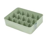 15 Compartment Divided Drawer and Closet Storage Bin Plastic Closet Drawer Storage Box for Scarves, Socks, Ties Bras, and Underwear (Green)