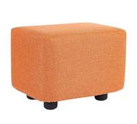 15" Cotton Linen OttomanDark Brown Rectangular Footstool with Removable Washable Cover Stackable Padded Seat for Living Room & Bedroom Decor