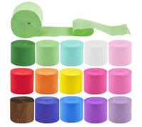 15 Crepe Paper Rolls Decorative Crepe Paper, 4.5cm×25m, Party Streamers, Streamers Party Decorations for Birthdays Weddings, Christmas, Halloween, May Day and DIY Craft Projects