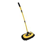 15° Curved Car Cleaning Brush with Telescopic Handle 43" Aluminum Alloy Long Rod Wash Mop for Washing Van Truck Boat RV Roof Soft Head Duster Clean Product Not Hur (Yellow, 102cm)