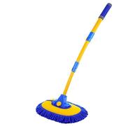 15° Curved Car Cleaning Brush with Telescopic Handle 43" Aluminum Alloy Long Rod Wash Mop For Washing Caravan Van Truck Boat RV Roof Soft 4cm Long Mop Bristles