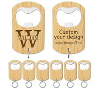 15 Custom Wooden Bottle Opener Keychains - Personalized Laser Engraved Wood Beer Openers with Logo or Text - Wedding Favors, Groomsmen Gifts, Party Supplies, Brewery, Bar, Graduation