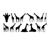 15 Cute Giraffe Silhouette Sticker Pack - Waterproof Vinyl Decals - Car Bumper - Light Switch - Wall Art - Party Bag Fillers - Animal Nursery Decor (Black, 13cm (5.1") Tall)
