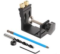 15 Degree Pocket Hole Jig Kit with Drill Hole Punch and Joint Locator Tool for Woodworking and General Commercial Use (Black)