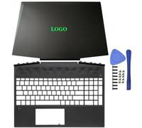 15-DK Series Green Replacement Laptop Parts LCD Back Cover Front Bezel Hinges Palmrest Bottom Case Compatible With Models L56914-001 L57593-001(NO KEYBOARD AC)