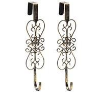 15" Door Wreath Hangers, 2 Pack Metal Wreath Hooks for Front Door, Christmas Easter Decorations Wreaths Hanger, Thin Over The Door Hooks for Home Decor, Metal Outdoor Wreath Holder - Antique Gold