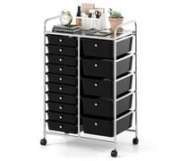15 Drawer Black Metal Frame Rolling Storage Utility Cart