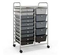 15-Drawer Rolling Storage Cart Multi-Color with Lockable Wheels Versatile File & Debris Storage for Office School Home - Gradient Black