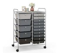 15-Drawer Rolling Storage Cart with Wheels - Mobile Utility for Crafts Art Supplies Office & Kids' Storage - Stylish Gradient Grey Design