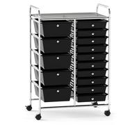 15-Drawer Rolling Storage Cart with Wheels, Mobile Utility for Home, Office, School & Study, Removable Drawers - Versatile Paper & Craft Storage Solution (Black)