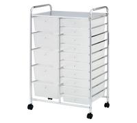 15 Drawer Top Shelf Organizer With Rolling Wheels - Polypropylene Alloy Steel Plastic Construction - Translucent Finish - Super