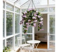 15" Faux Crepe Myrtle Hanging Baskets, Artificial Hanging Baskets Outdoor, Artificial Hanging Fake Flowers, Uv Resistant Realistic Artificial Hanging Plants For Patio Porch Home Decor (1PC-C)