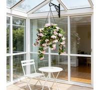 15" Faux Crepe Myrtle Hanging Baskets, Artificial Hanging Baskets Outdoor, Artificial Hanging Fake Flowers, Uv Resistant Realistic Artificial Hanging Plants For Patio Porch Home Decor (1PC-B)