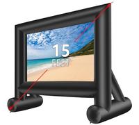 15 Feet Inflatable Movie Screen-Laika Factory Blow up Projector Screen Canvas Projection Screen for Outdoor Parties - Includes Big Power Fan, Base Stakes,Tie-Downs and Storage Bag (15Feet)’