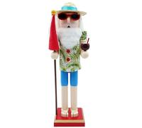 15 Figure Wooden Nutcracker Santa Christmas Xmas - Hand-Painted Traditional Decoration Table Claus for Holiday Home Mantel Display Festive Inch Decor(F)