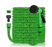 15 Ft Expandable Garden Hose, Lightweight Pipe Anti-Leakage Expanding Stretch Small Water Reels Hose Including 7 Adjustable Function Spray Nozzle for Car Wash Cleaning Watering Home Lawn(Green)