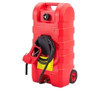 15 Gallon/57l Portable Fuel Caddy with Hand Pump & 10FT Hose, Heavy-Duty Gas/Diesel Tank with Wheels for Easy Transport, Leak-Proof Storage for Cars, Trucks, Lawn Mowers, ATVs & Boats