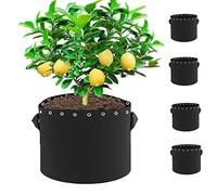 15 Gallon Grow Bags 5-Pack Thickened Breathable Fabric Plant Pots with Holes & Handles- Nonwoven 56 Litre Fabric Plant Container for Plants, Vegetables, Herbs and Fruits
