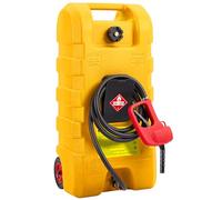 15 Gallon Portable Gas Tank, Fuel Caddy with Pump Hose and Shut-Off Valve, Petrol Canister with Wheels and Handle, Diesel Fuel Container, for Boats, ATVs, Lawn Mowers and Outdoor Equipment