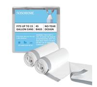 15 Gallon Tall Kitchen Trash Bags Drawstring - 1.2 Mil Thick White Garbage Bag for Office Kitchen, 45 Count