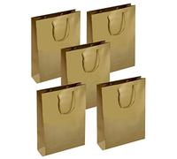 15 GOLD MATT LAMINATED MEDIUM BAGS - LUXURY BIRTHDAY PRESENT PARTY GIFT BAG 18x10x23cm