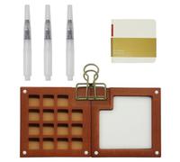 15 Grid Miniature Painting Kit, Portable Watercolor Kit Wood Travel Watercolor Nano Palette Painting Kit with Sketchbook, Palette Pocket Watercolor Travel Set for Travel Students Artists Painters
