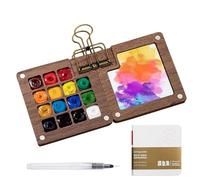 15 Gride Travel Watercolor Palette, ni Travel Paint Tray Box, M-ini Portable Watercolor Palette Set, Pocket Palette Paint Tray Wooden Travel Set, Pocket Artist Watercolour Travel Set