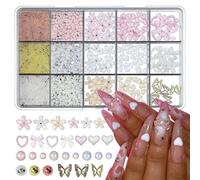 15 Grids Butterfly Bows Nails Charms Resin Accessories for Party Wedding Daily Use Bend Nails Art