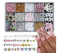 15 Grids Butterfly Bows Nails Charms Resin Accessories for Party Wedding Daily Use Butterfly Nails Jewelry