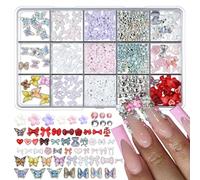 15 Grids Butterfly Bows Nails Charms Resin Accessories for Party Wedding Daily Use Elegant Nails Accessories