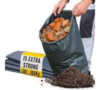 15 Heavy Duty Rubble Sacks - 100kg Load - Calzette Extra Strong Rubble Bags