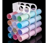 15-Holes Vinyl Storage Rack Acrylic Storage Organizer Multiple Large Holes Display Stand for Vinyl Rolls and More (12 Inch x 7.8 Inch, Aperture 2 Inch) (White)