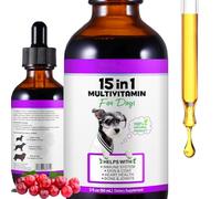 15 in 1 Dog Multivitamin Drops for Dogs - Daily Multivitamin Dog Vitamins and Supplements - Helps with Immune System, Skin and Coat, Heart & Joint Function