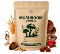 15-in-1 Mushroom Gummies, Blend with Ashwagandha, Lion’s Mane, Reishi & Chaga, 60 Gummies, High Strength Vegan Mushroom Complex, Raspberry Flavor, Adult Focus, Mood & Energy Support Supplement
