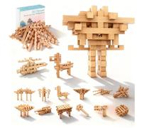 15 in 1 STEM Wooden Building Blocks -15+ Various Shapes, 3D Puzzle, Brain Games, Educational Toys Gift for Kids and classroom, Montessori STEM Toys for Ages 5+ to Adults (15 in 1)