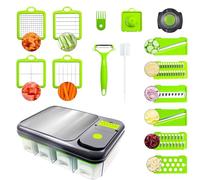 15 in 1 Vegetable Chopper & Slicer Set-Chopping Board,Multifunctional Food Chopper with Container, Mandoline Slicer,Dicer,Grater,Peeler & Cleaning Tools-Kitchen Gadget for Onions,Potatoes,Fruits