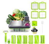 15-in-1 Vegetable Chopper & Slicer Set - Multifunctional Food Chopper with Container, Mandoline Slicer, Dicer, Grater, Peeler & Cleaning Tools - Kitchen Gadget for Onions, Carrots, Potatoes, Fruits