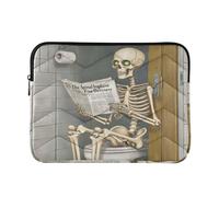 15 Inch 16 Inch Skeleton Reading Newspaper in Bathroom Halloween Decor Image Travel Laptop