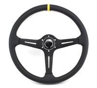 15 Inch 380mm Car Steering Wheel Off-road Large-diameter Leather Racing Steering Wheel Universal Shift Paddle Extension(Black)