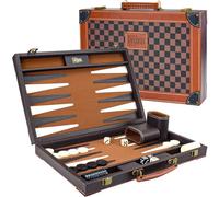 15 Inch Backgammon - Backgammon Sets for Adults Leather - Backgammon Board Games - Travel Backgammon Set Strategy Game with 32 Playing Pieces and Accessories - Checkerboard Design