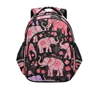15 Inch Backpack for Kids, Pink Elephant Floral Backpack Elementary School | Stylish Printed Design, unisex Kids Backpacks, ages 6-8