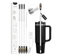 15 Inch Extra Long Black Straw Cleaner Brush Set,5PCS for 20-40oz Stanley | 4 Straw Brushes:6/8/10/12mm plus 3-in-1 Cup Lid Brush,Heavy-Duty Cleaning Brush for Owala,Yeti,Tumblers and Reusable Straws