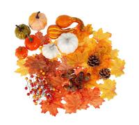 15 Inch Fall Wreath for Front Door Decoration, Autumn Wreath with Artificial Maple Leaf Harvest Pumpkins Pine Cone for Thanksgiving Indoor Fireplace Window Decor Halloween Decorations