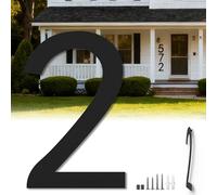 15 Inch Floating Large House Numbers for Outside, Big Black Matte Metal Garage Door Number, Oversized Garden Address Numbers 2, Modern, Digital Sign for House, Hotels, Factories (Two)