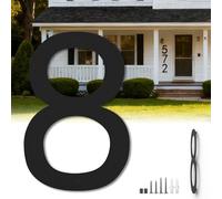 15 Inch Floating Large House Numbers for Outside, Big Black Matte Metal Garage Door Number, Oversized Garden Address Numbers 8, Modern, Digital Sign for House, Hotels, Factories (Eight)
