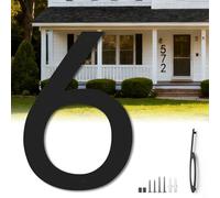 15 Inch Floating Large House Numbers for Outside, Big Black Matte Metal Garage Door Number, Oversized Garden Address Numbers 6, Modern, Digital Sign for House, Hotels, Factories (Six)